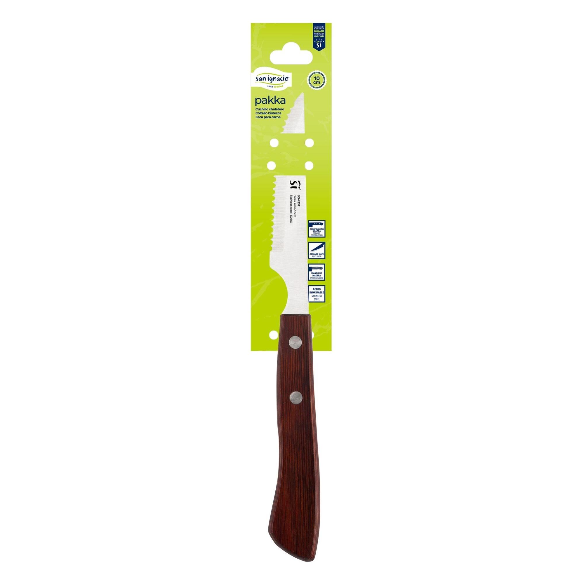 Set de 6 cuchillos chuleteros h.10cm en acero inoxidable pakka san ignacio