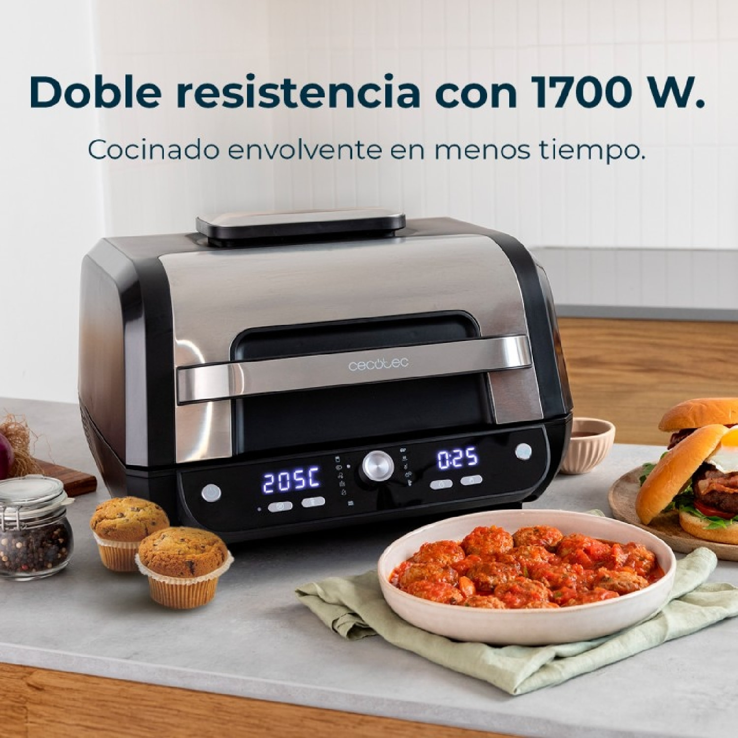 Freidora de Aire sin Aceite de 8 L Cecofry FireDome 8000 Pro. 1700 W, Doble Resi