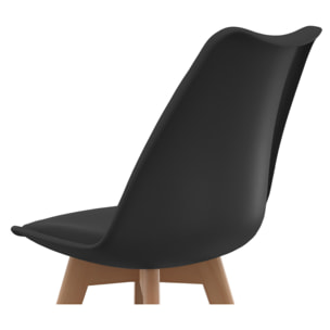 Chaises Nordia noire pieds bois - lot de 6