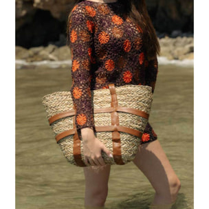 Capazo grande de hombro en rafia natural