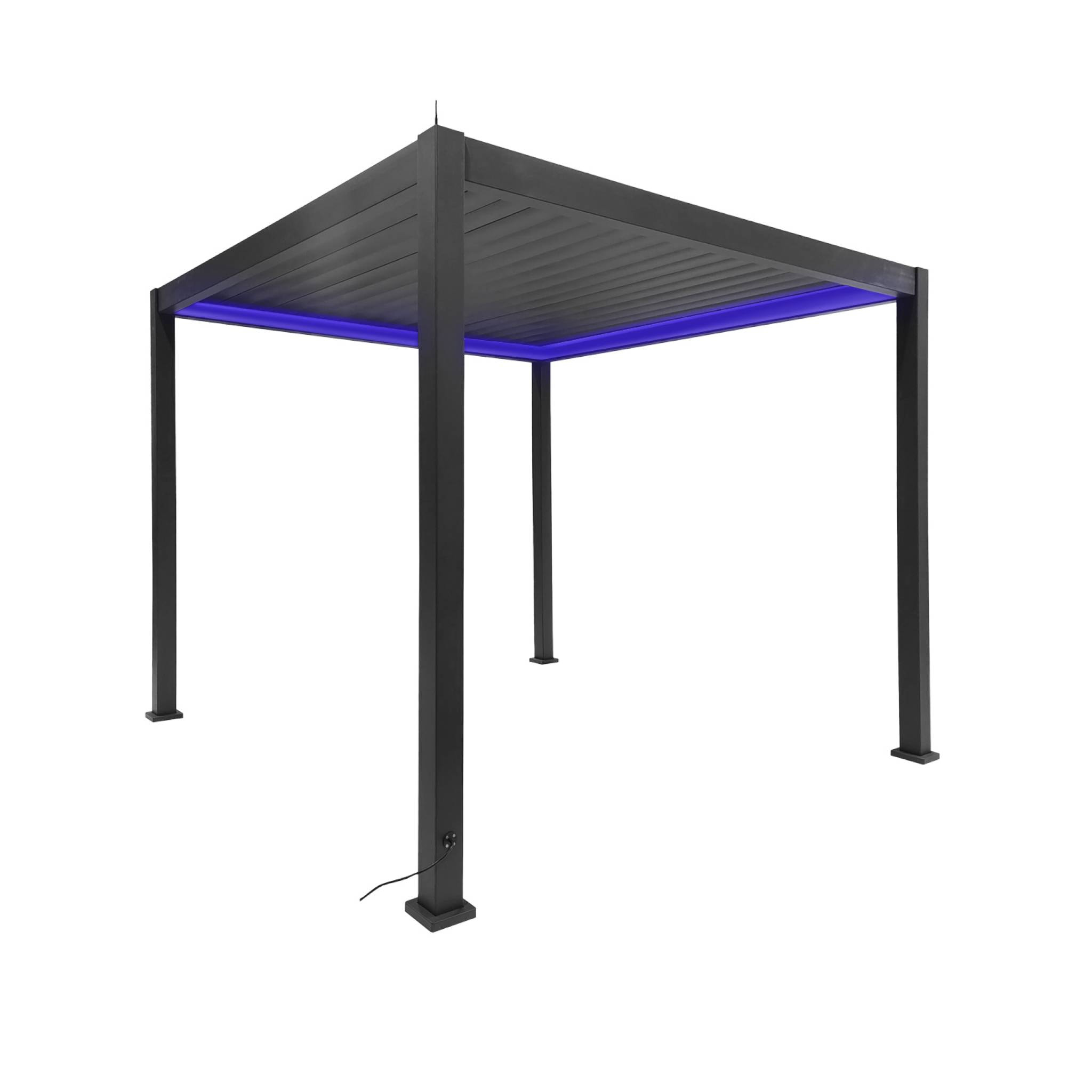 Pergola Bioclimatique électrique 3x3m anthracite. aluminium. à lames orientables avec éclairage LED