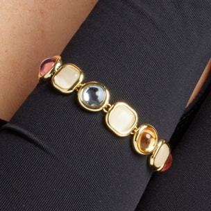 Pulsera de Cristal Multicolor acabada en oro amarillo de 18K