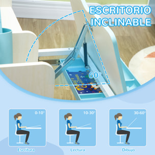 Juego de Escritorio y Silla para Niños de +3 Años con Altura Ajustable Azul