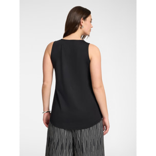 Elena Mirò - Top mezcla lyocell con escote en V - Negro