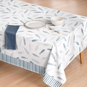 Nappe imprimée anti-tâches FAMARA BLEU