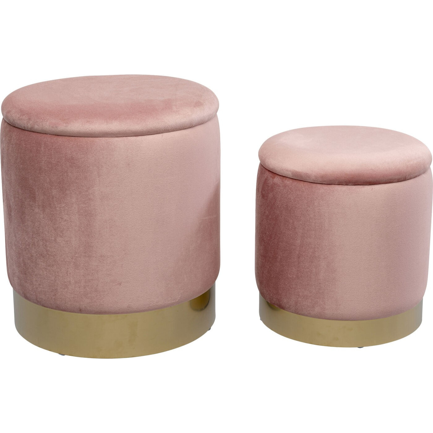 Tabourets-coffres Cherry rose et laiton set de 2 Kare Design