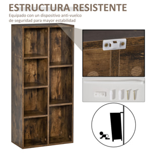 Estantería para Libros Librería de Madera con 7 Compartimentos de Almacenaje Plantas Archivos para Sala de Estar Dormitorio Oficina 50x24x106 cm Marrón Rústico