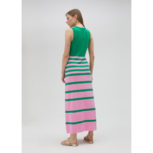 Vestito lungo in maglia bicolore