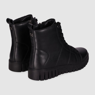 Botines de Piel - Negro - Tacón: Bajo