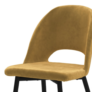 Lot de 2 chaises en velours jaune et pieds en métal noir - Pénélope