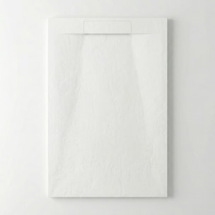 PixL 140x90 cm receveur de douche rectangulaire à poser en résine composite, surface effet pierre, blanc (CERAPX14090W) :