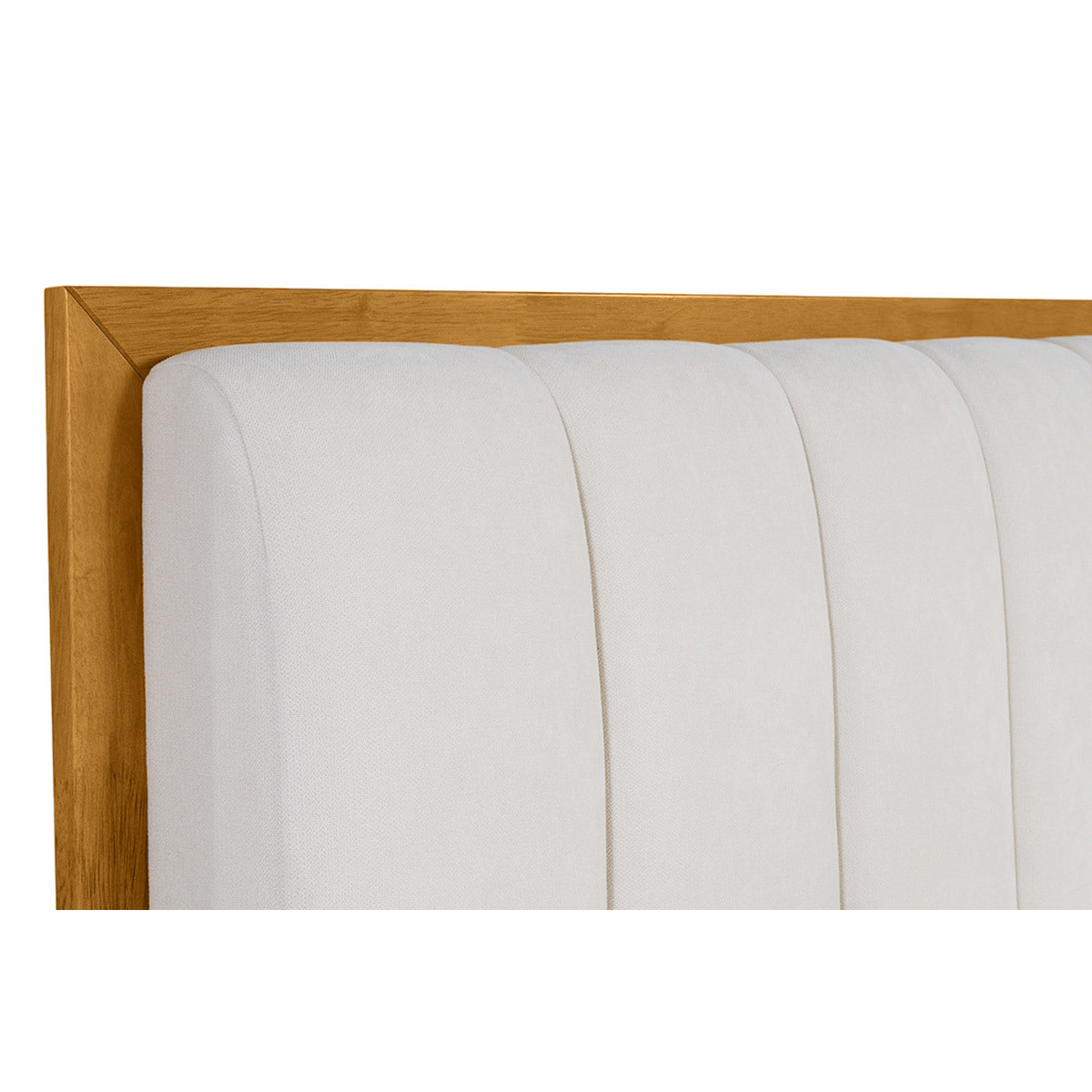 Lit 2 places 160x200 cm en bois clair et tissu gris clair RONN
