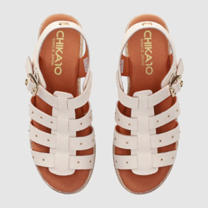 Sandalias de Serraje - Blanco - Tacón: 5 cm