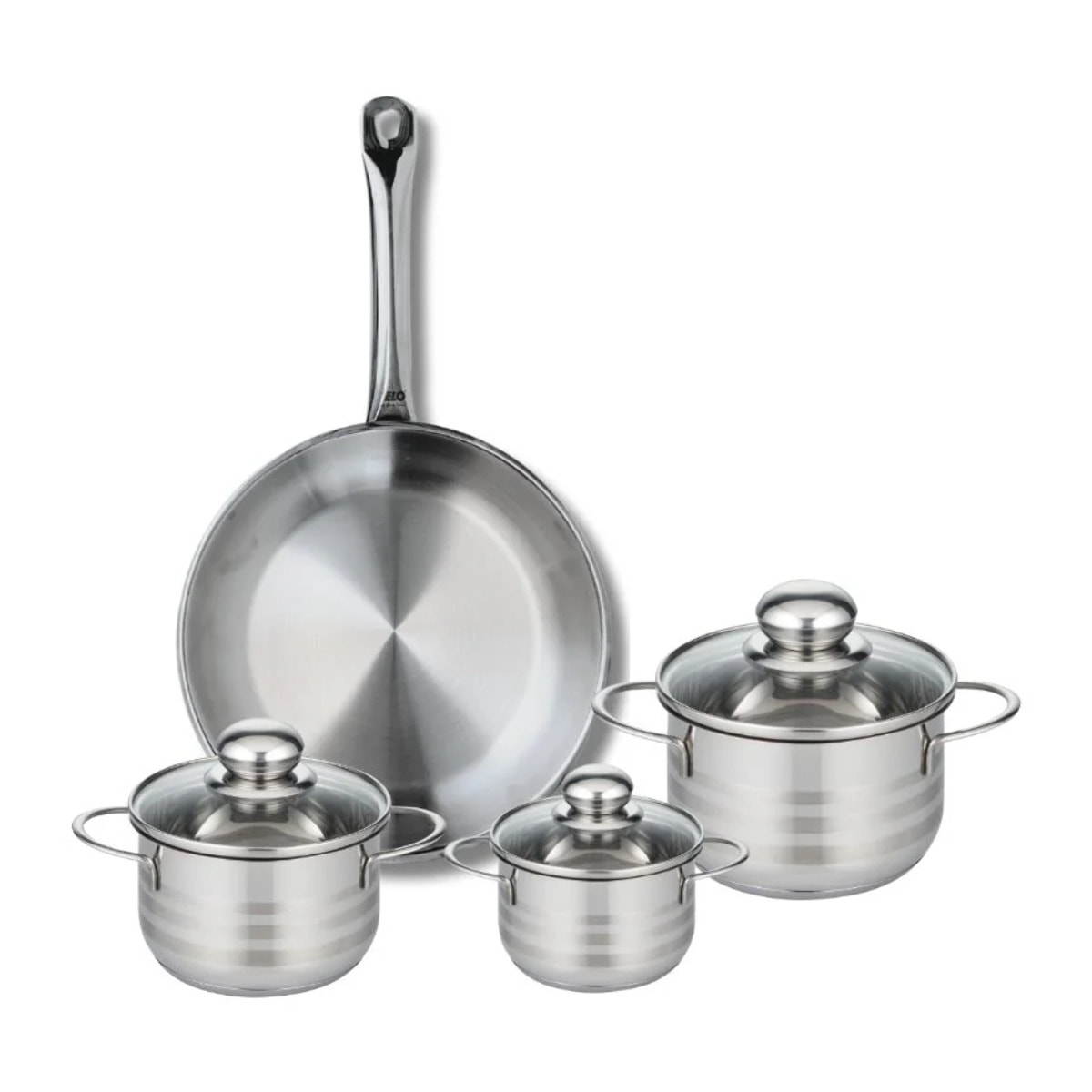 Ensemble de 1 Poêle de cuisson 28 cm et 3 faitouts 12, 14 et 16 cm Elo Profi Brillant
