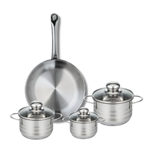 Ensemble de 1 Poêle de cuisson 28 cm et 3 faitouts 12, 14 et 16 cm Elo Profi Brillant
