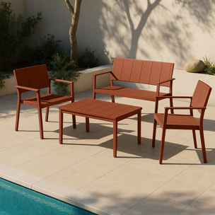 Salon de jardin en polypropylène brique 4 places PATIO