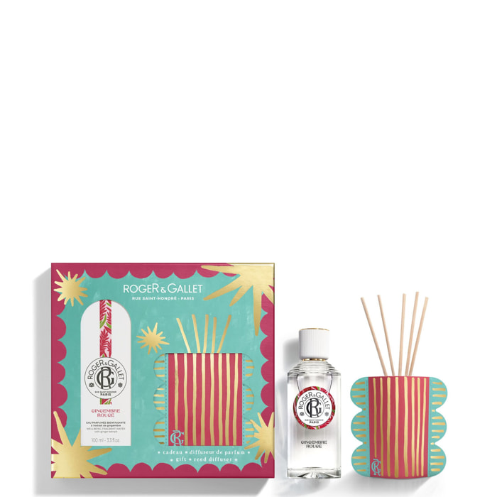 Gingembre Rouge - Coffret Eau Parfumée Bienfaisante 100ml + Diffuseur