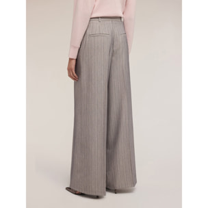 Motivi - Pantalones palazzo de rayas con cinturón - Gris