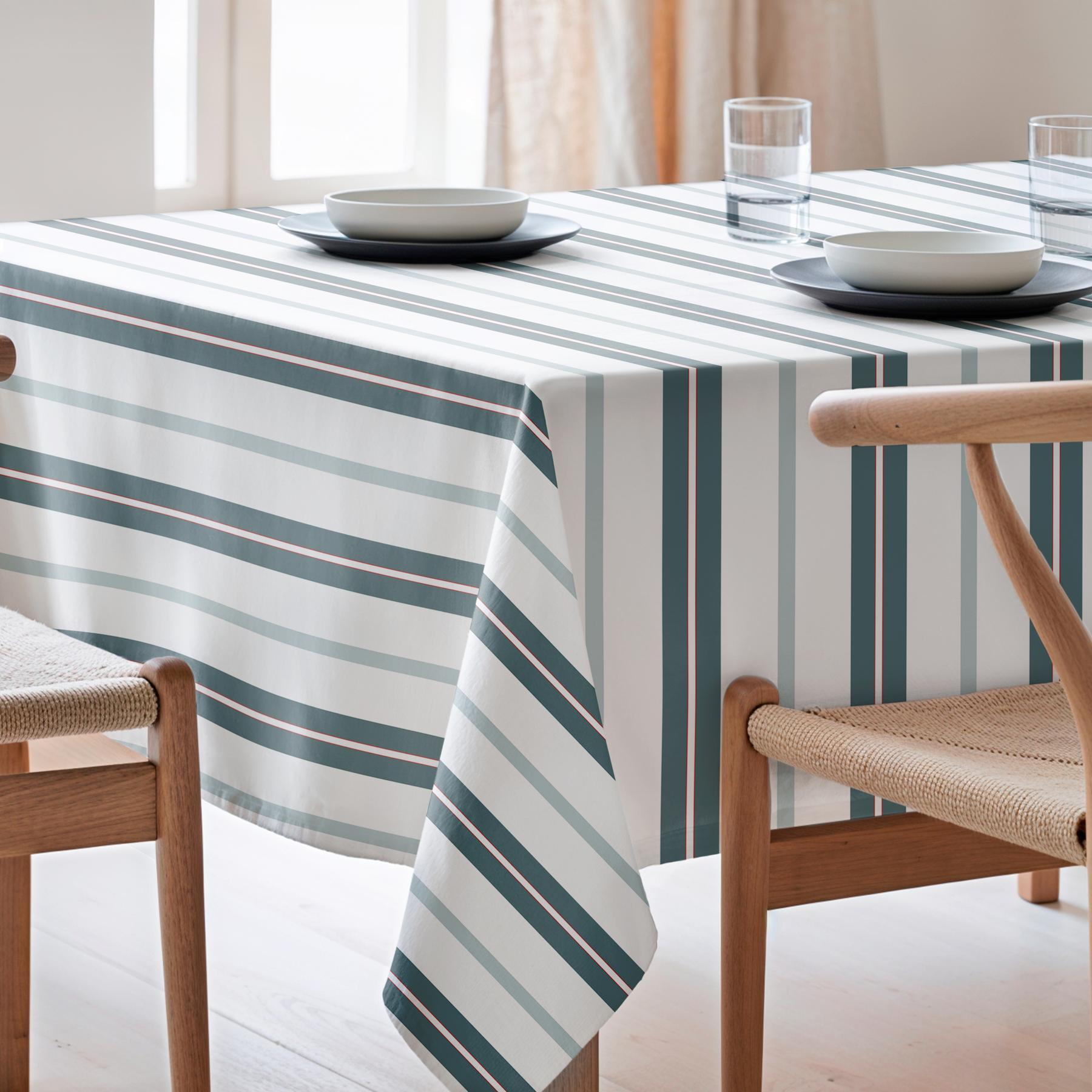 Nappe imprimée anti-tâches LIANA BLEU