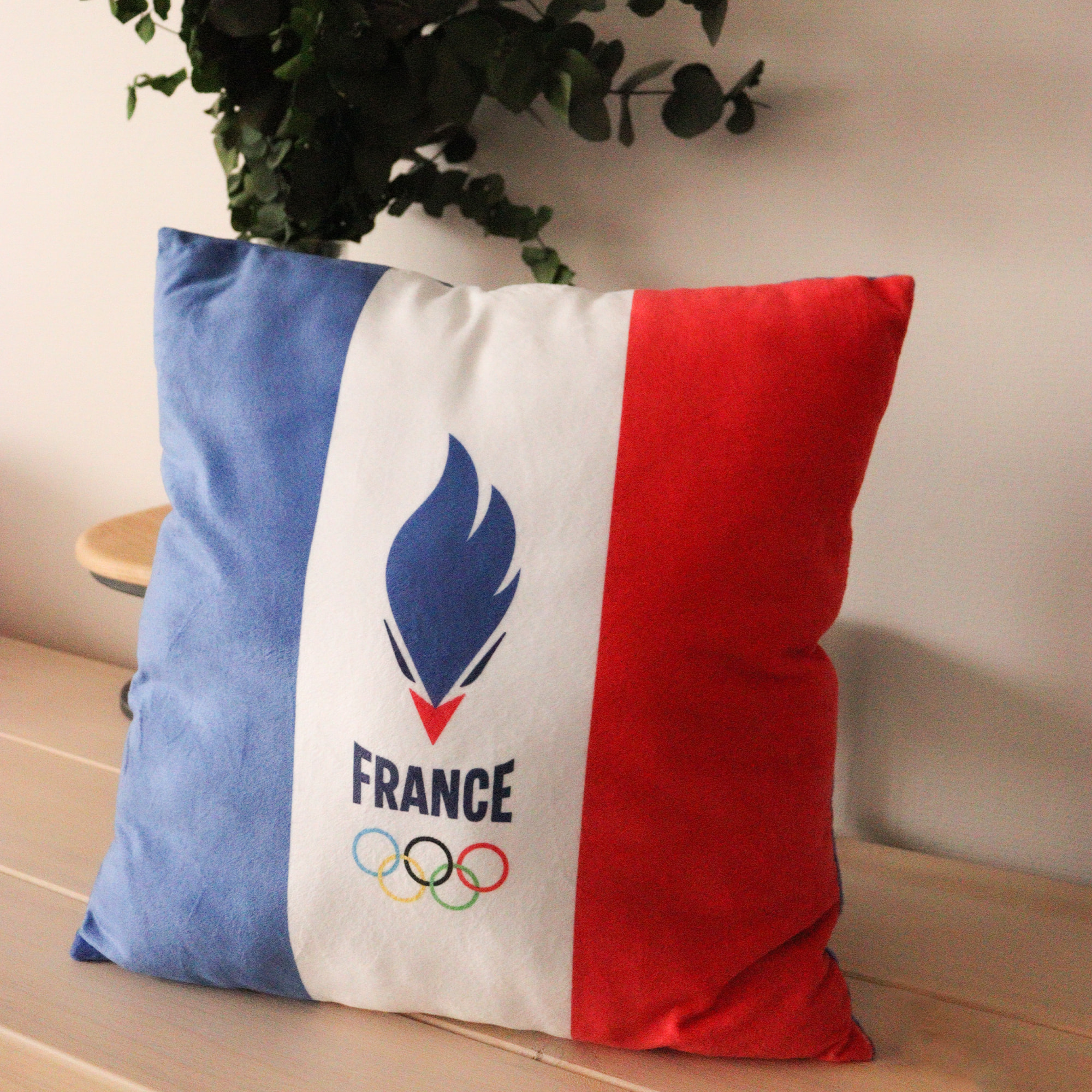 Coussin imprimé 100% polyester, PARIS 2024 EQUIPE DE FRANCE OLYMPIQUE DRAPEAU