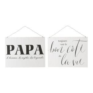 J-Line pancarte Textes FR/EN 'Life Dad' - métal - blanc/noir - 2 pcs