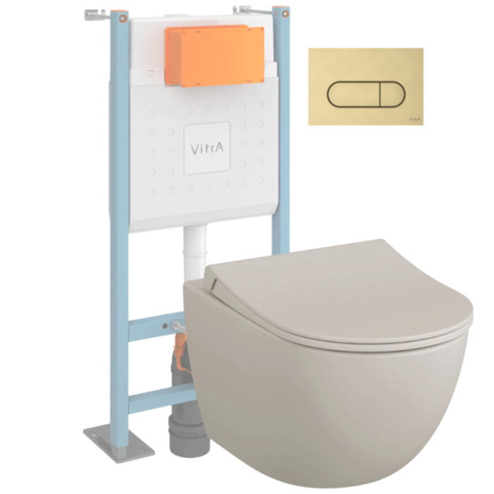 Pack WC suspendu Sento lin mat + bâti autoportant V-Fix Core + Plaque Round noir mat