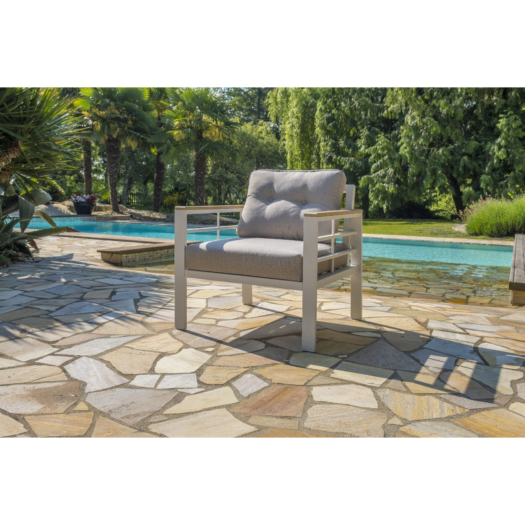 CAYENNE - Ensemble repas de jardin 7 places en aluminium