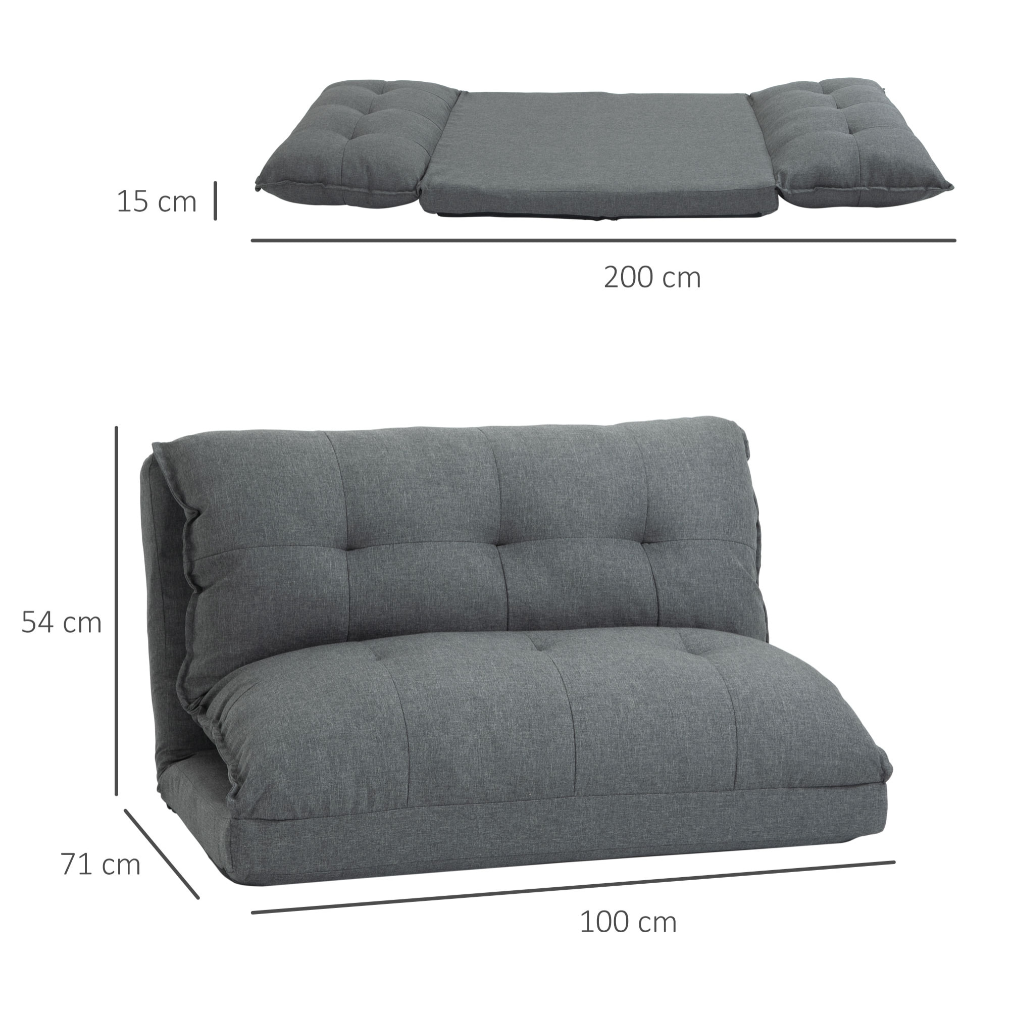 Chauffeuse - matelas d'appoint pliant - fauteuil convertible - inclinaison dossier réglable 13 positions - tissu lin gris