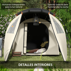 Tienda de Campaña Familiar para 4-5 Personas Tienda de Camping Plegable con 2 Habitaciones 5 Puertas y Bolsa de Transporte Impermeable para Senderismo 460x230x180 cm Caqui