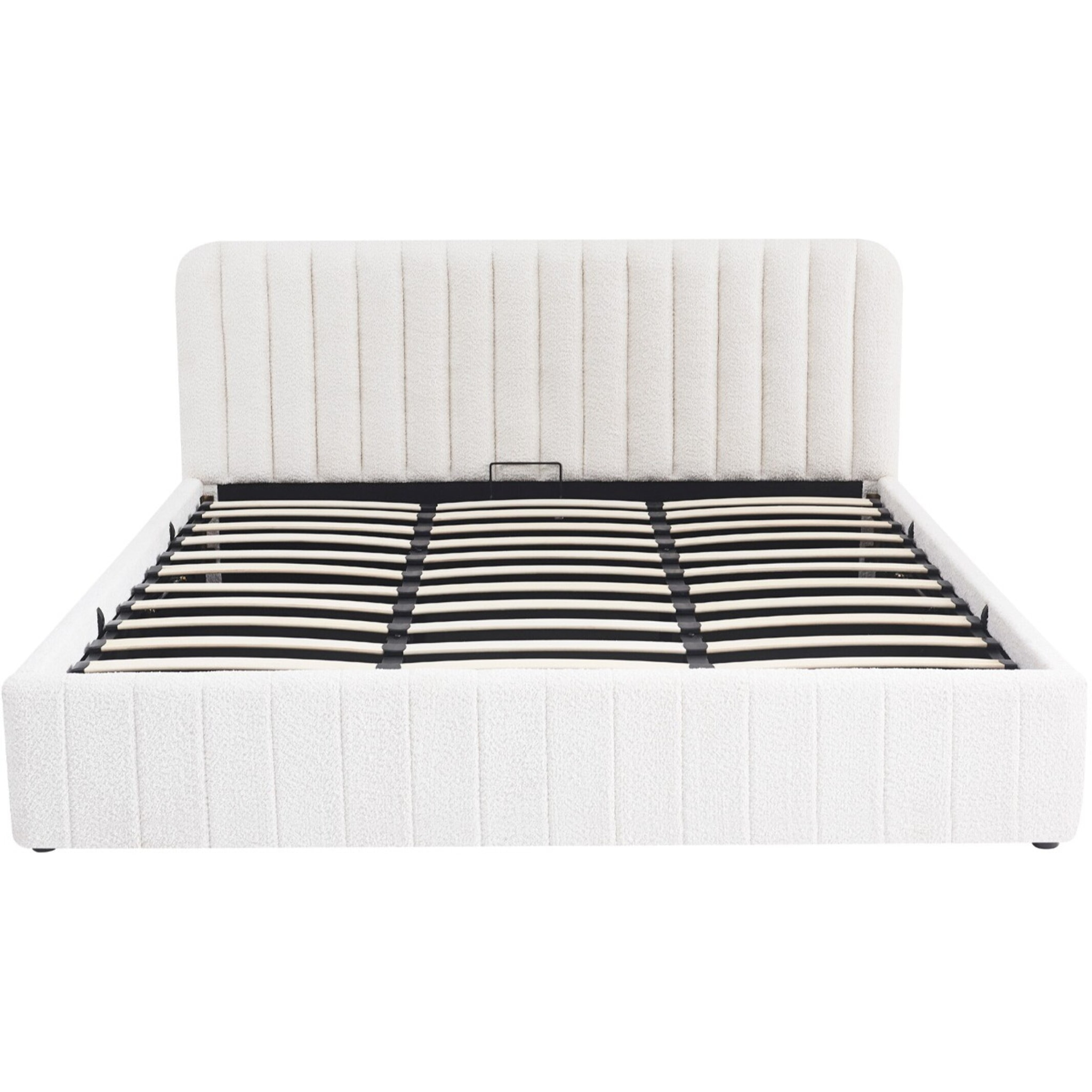 Lit coffre avec tête de lit en tissu bouclé - AVA