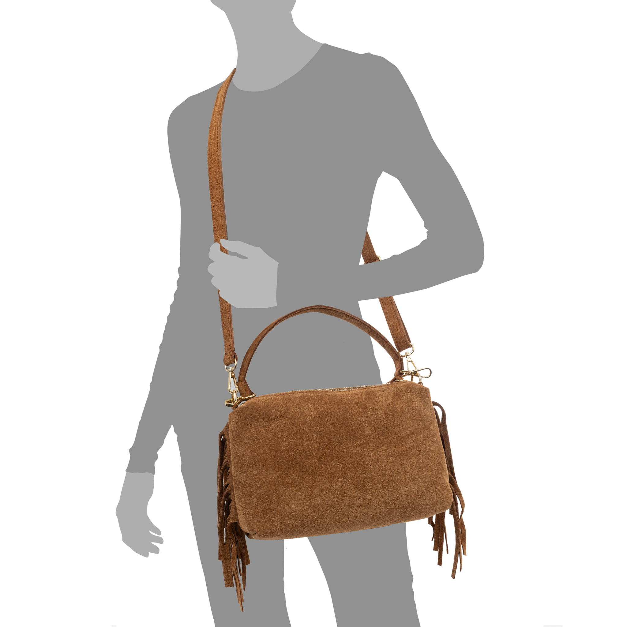 Benedetti Bolso de hombro Mujer. Piel auténtica Gamuza