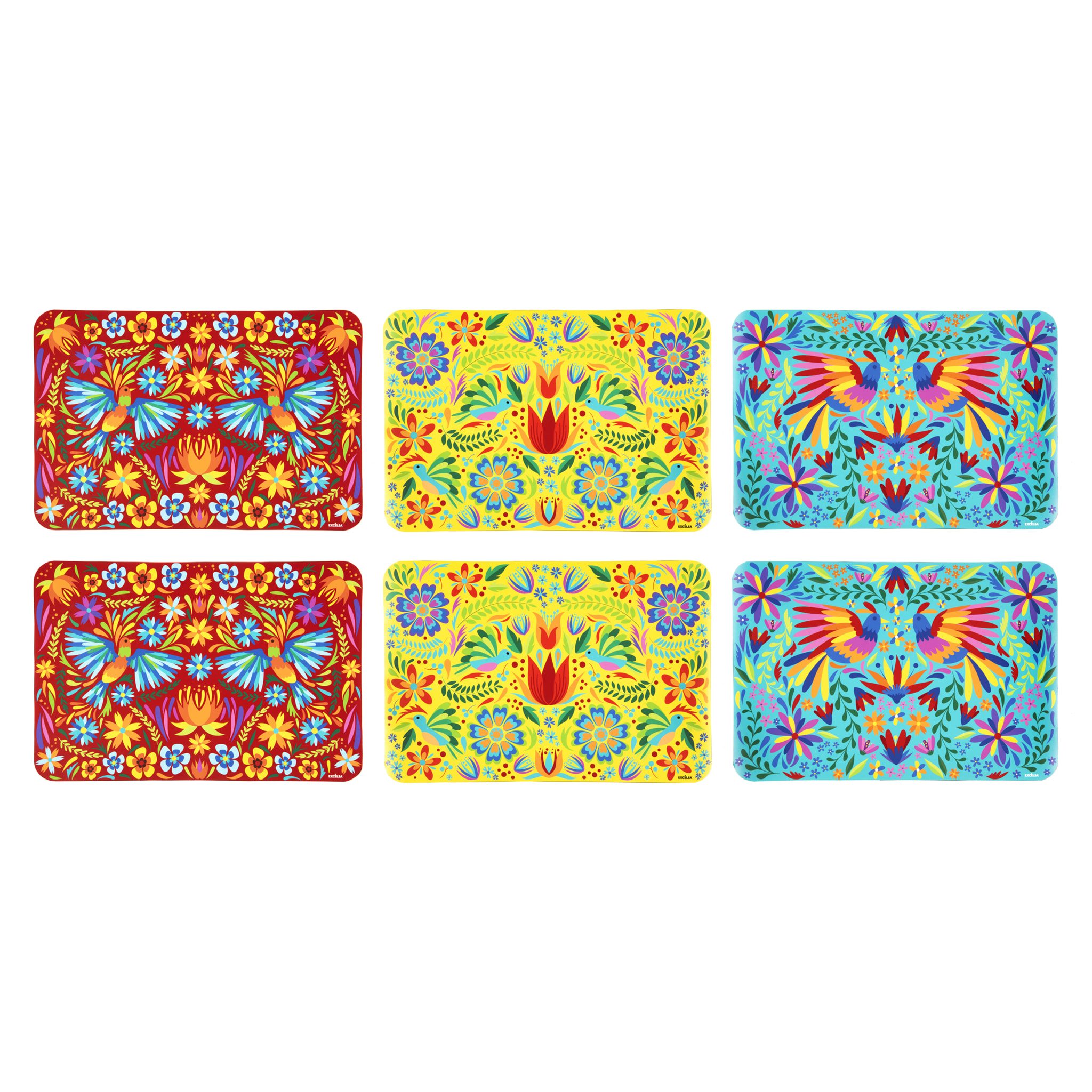Set 6 Tovagliette Excelsa – Mexican Flowers, Plastica Multicolore