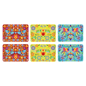 Set 6 Tovagliette Excelsa – Mexican Flowers, Plastica Multicolore