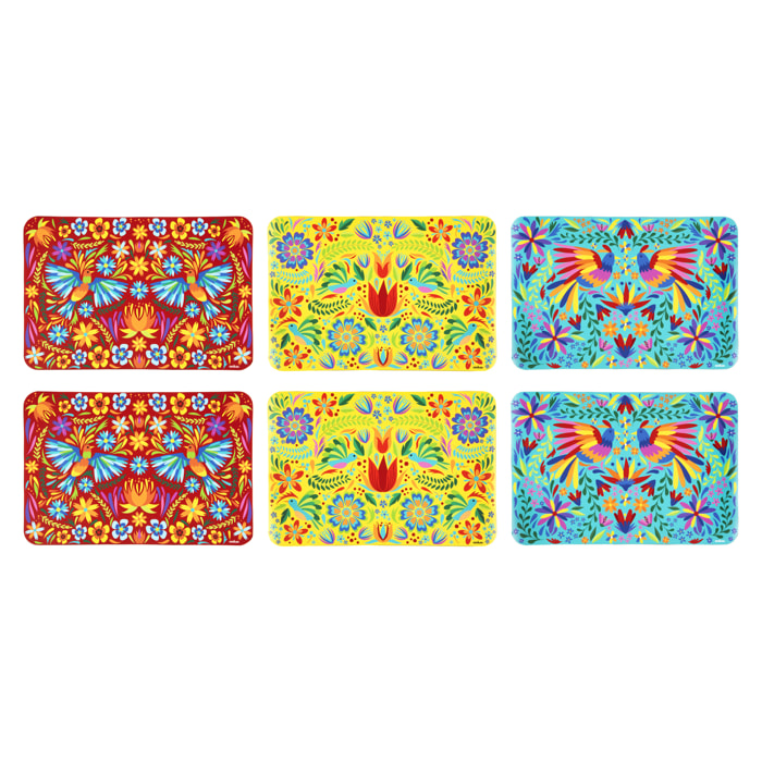 Set 6 Tovagliette Excelsa – Mexican Flowers, Plastica Multicolore