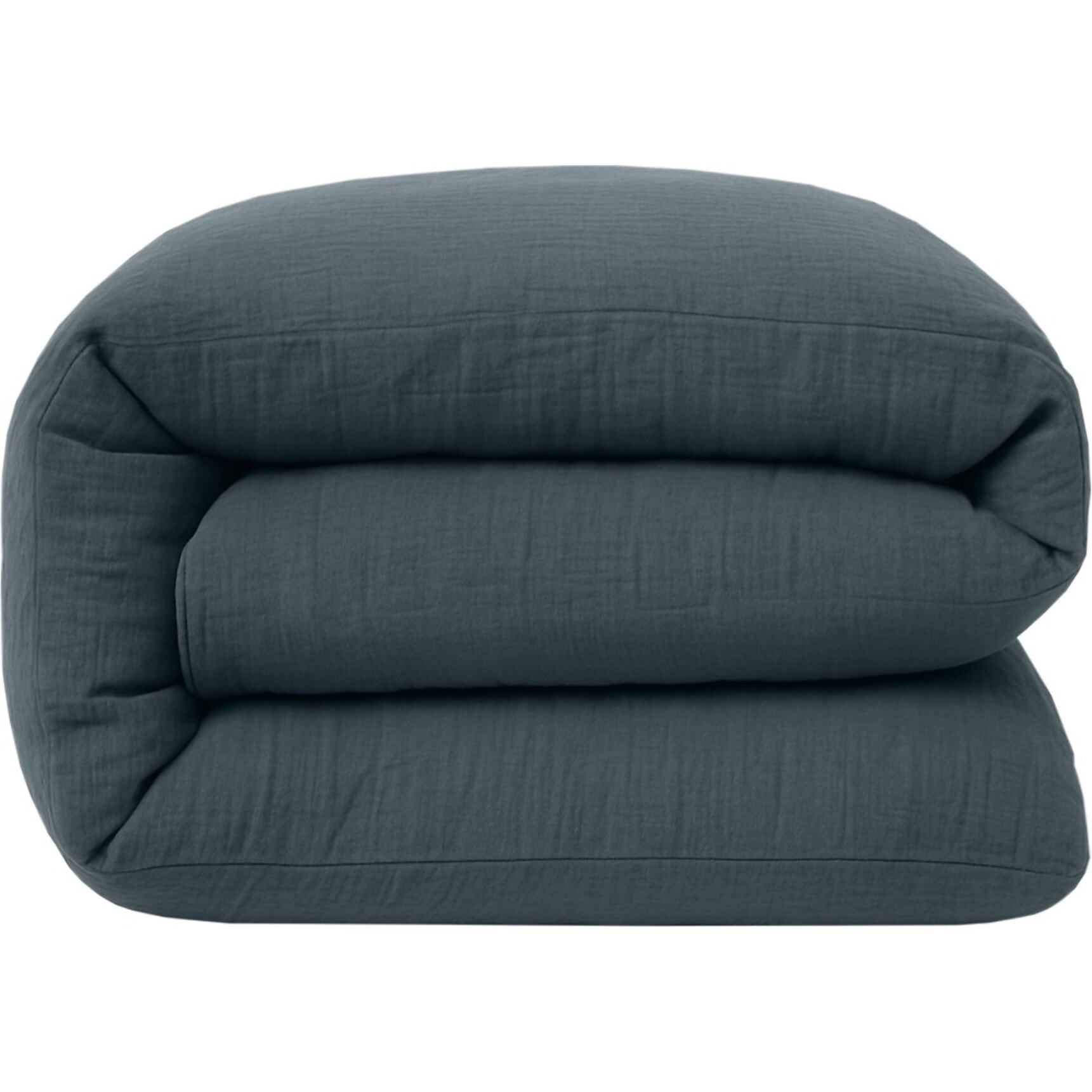 Drap housse gaze de coton lavé bleu petrole