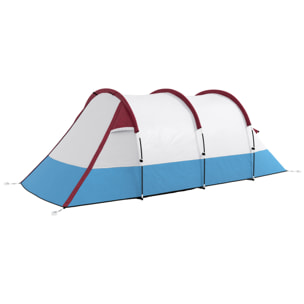 Tente de camping 2-3 pers. porche étanche 2000 mm 3 portes sac de transport rouge