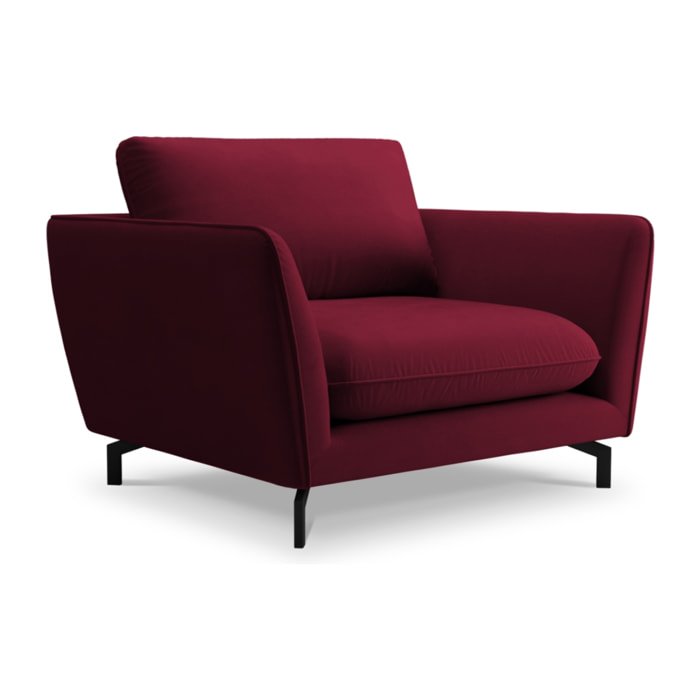 Fauteuil xl "Podium" en velours rouge foncé