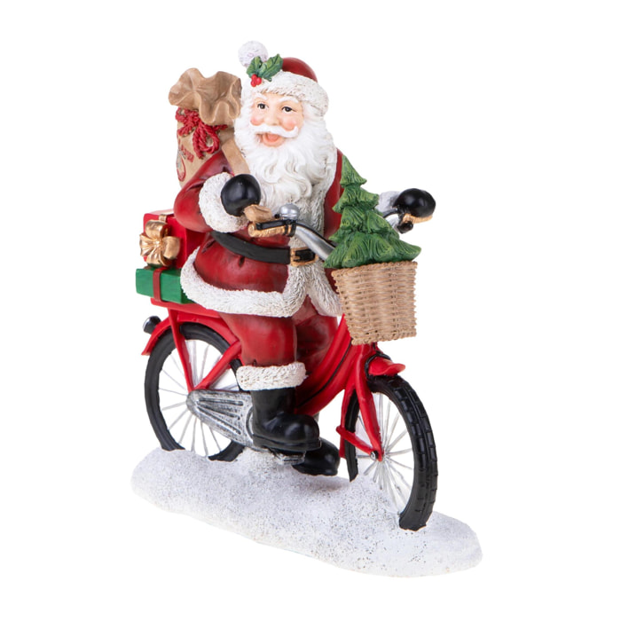 Babbo Natale in Bici - Pezzi 1 - Colore Rosso - 21x24Hx11,4cm - Bianchi Dino