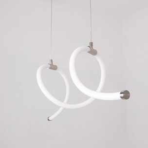 FORLIGHT Colgante Rolly LED 28W Blanco Neutro - 4000K Níquel Satinado para Interior de Techo en Comedor, Salón, Cocina