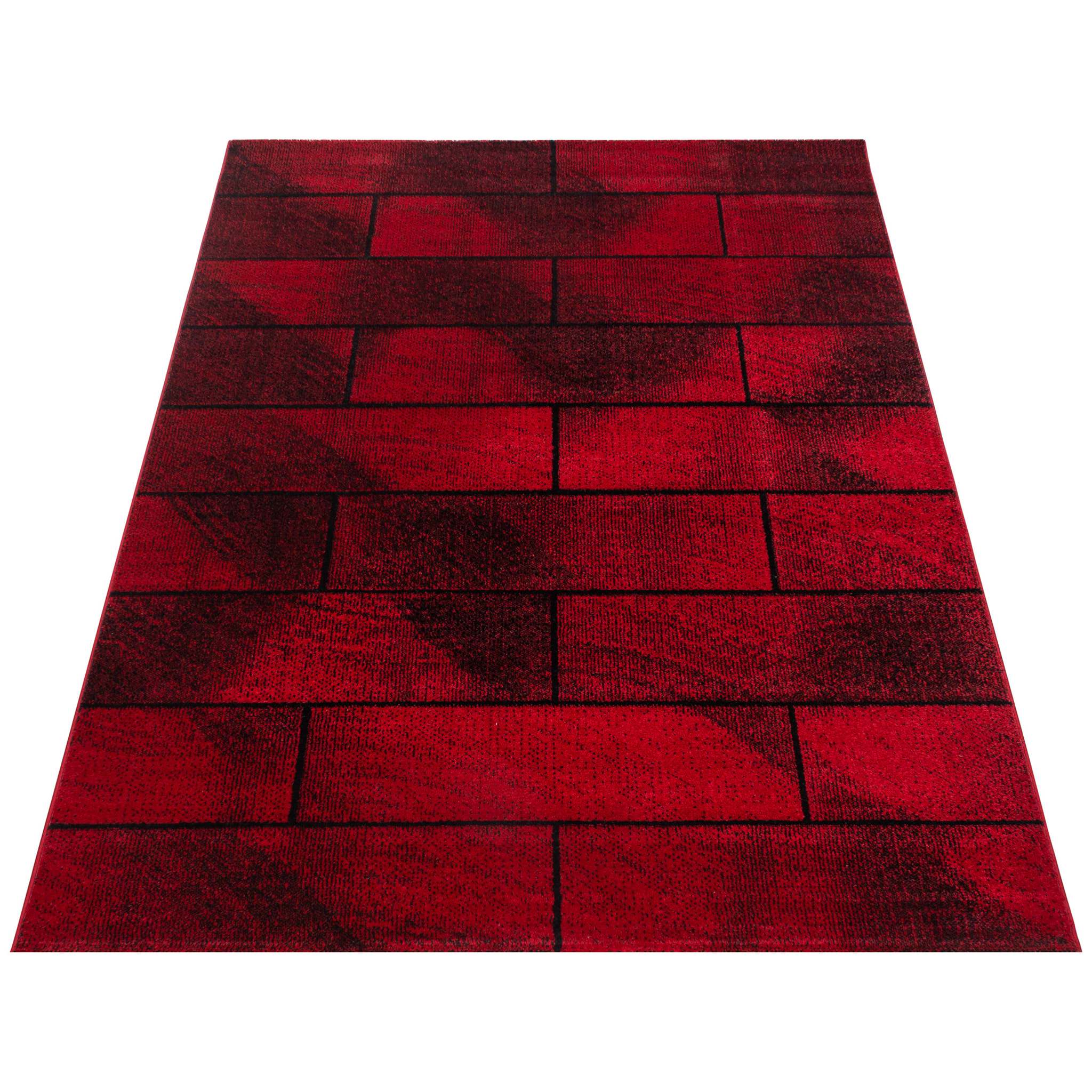 BETA - Tapis de salon à motif géométrique rouge