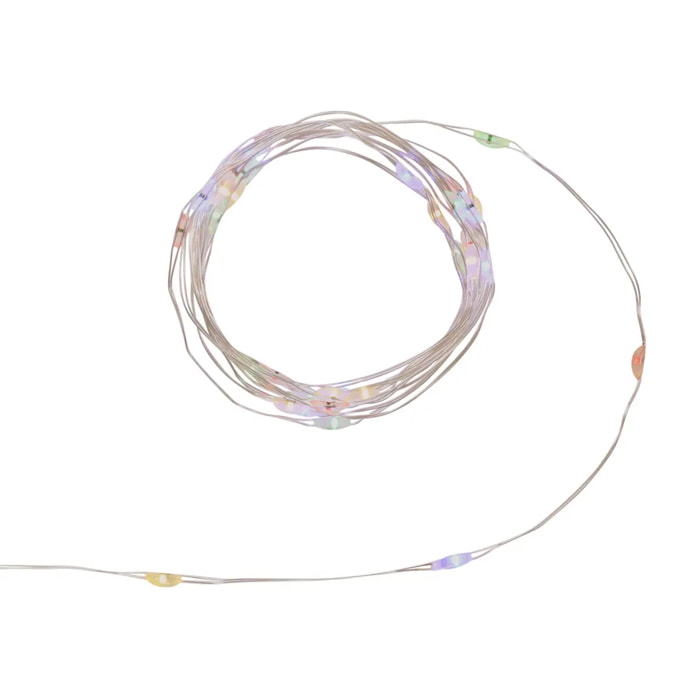 Guirlande lumineuse d'intérieur 2 m 40 LED multicolore fil cuivre lumière fixe avec minuteur à piles