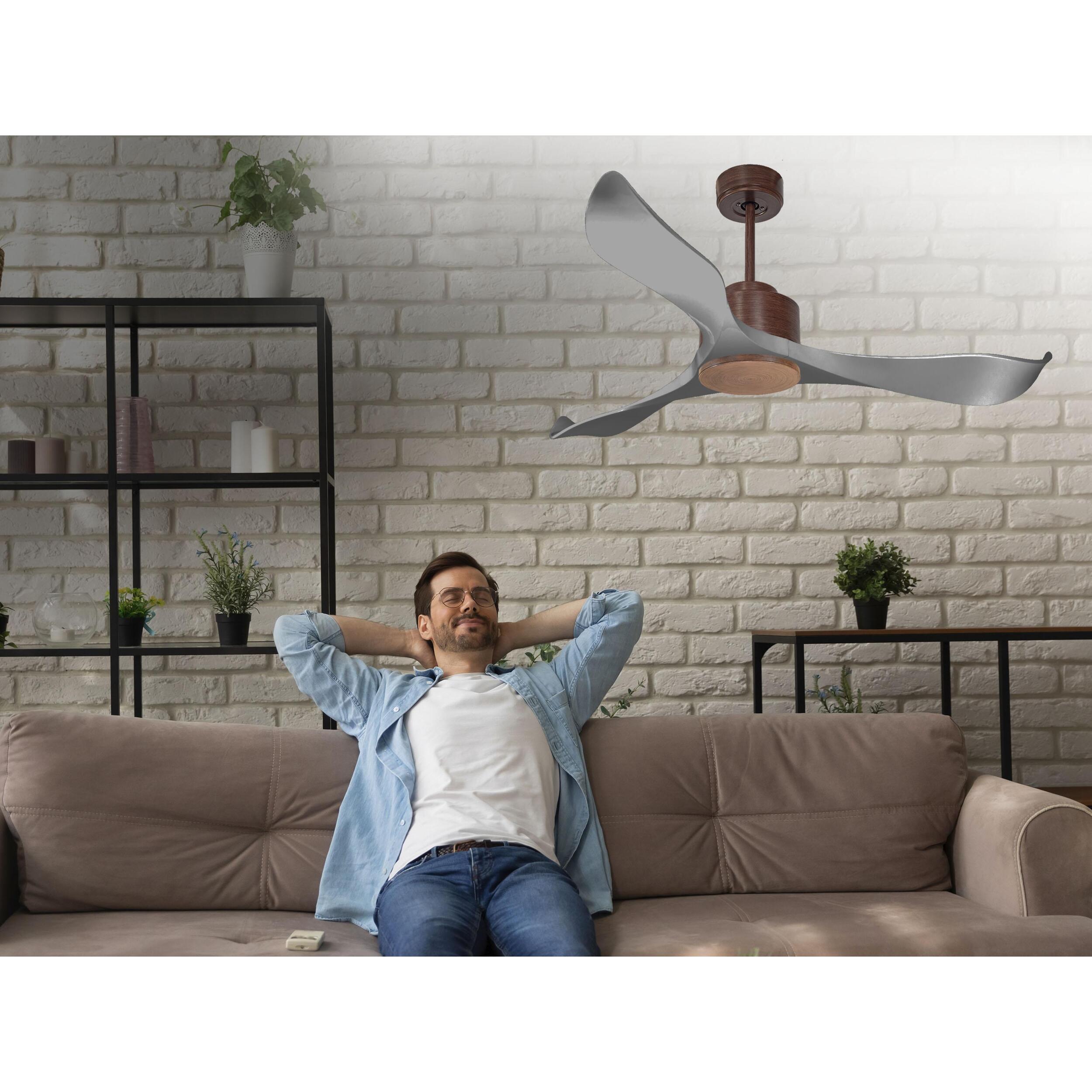 Ventilateur de plafond ø132 cm avec Wifi Réversible Hypersilence 40   W brun