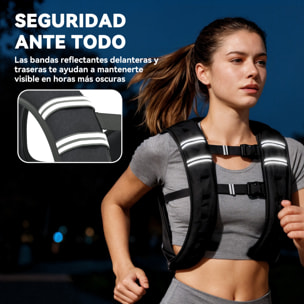 Chaleco Lastrado 5 kg, Chaleco Peso Entrenamiento Transpirable, con 2 Correas Ajustables y Bandas Reflectantes, para Entrenamiento de Fuerza, Jogging, Negro