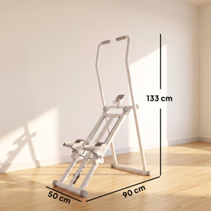 Stepper d'escalier pliable réglable - climber step - écran LCD multifonction acier gris blanc