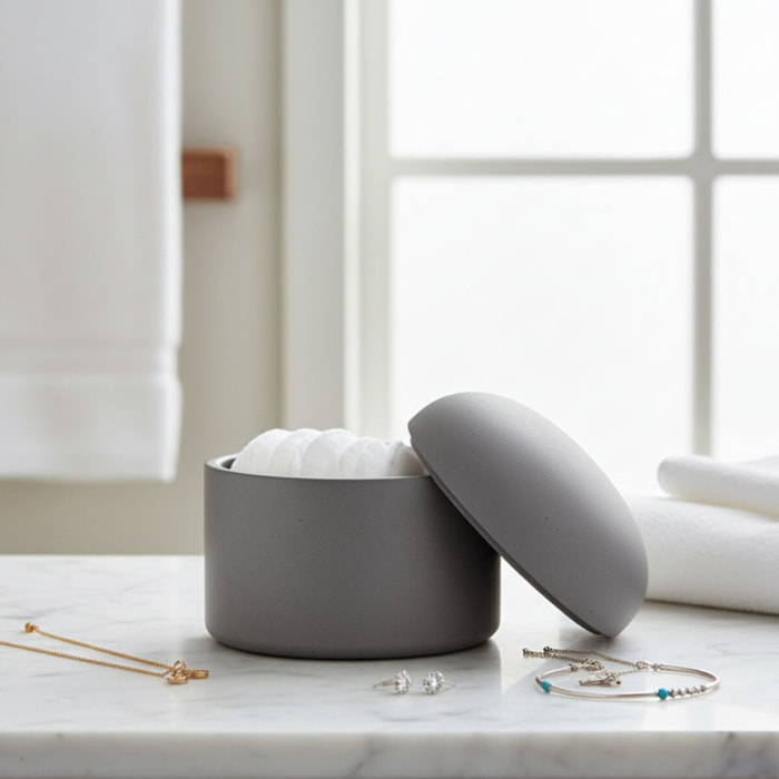 Boite à cotons Céramique GEMMA Gris Spirella