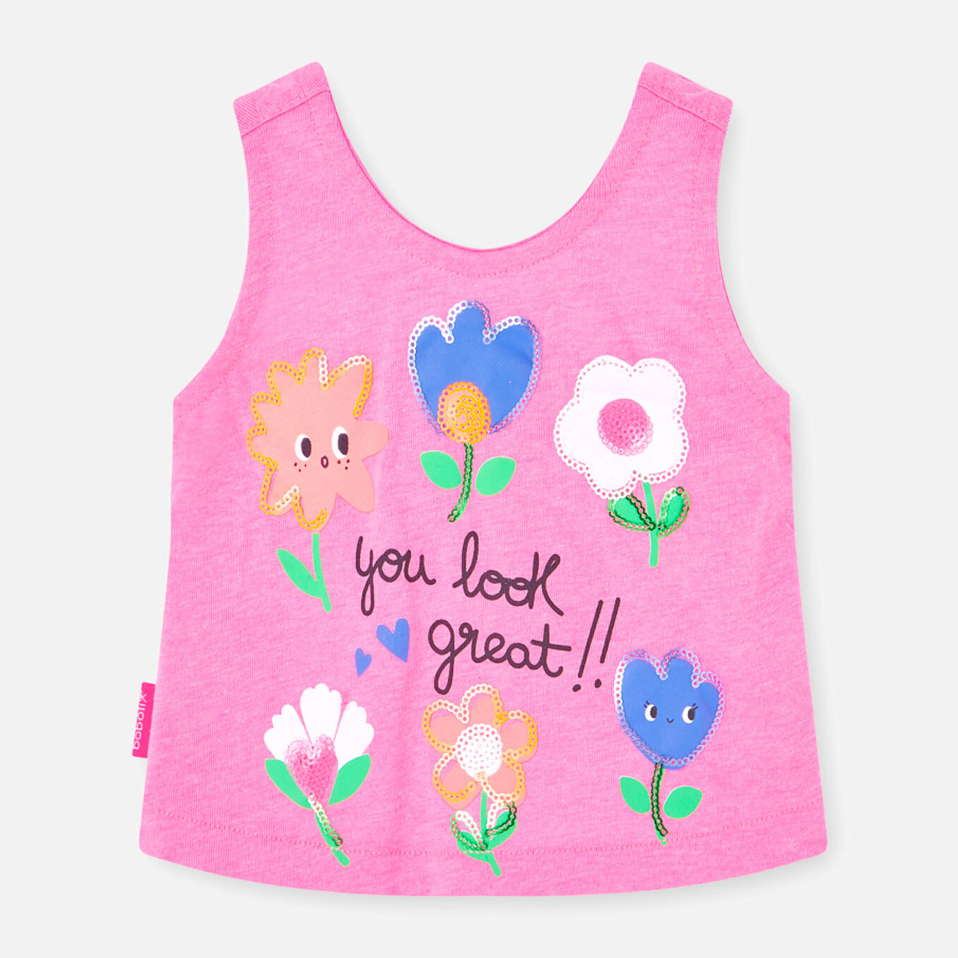 Camiseta niña, algodón estampada, tirantes, rosa