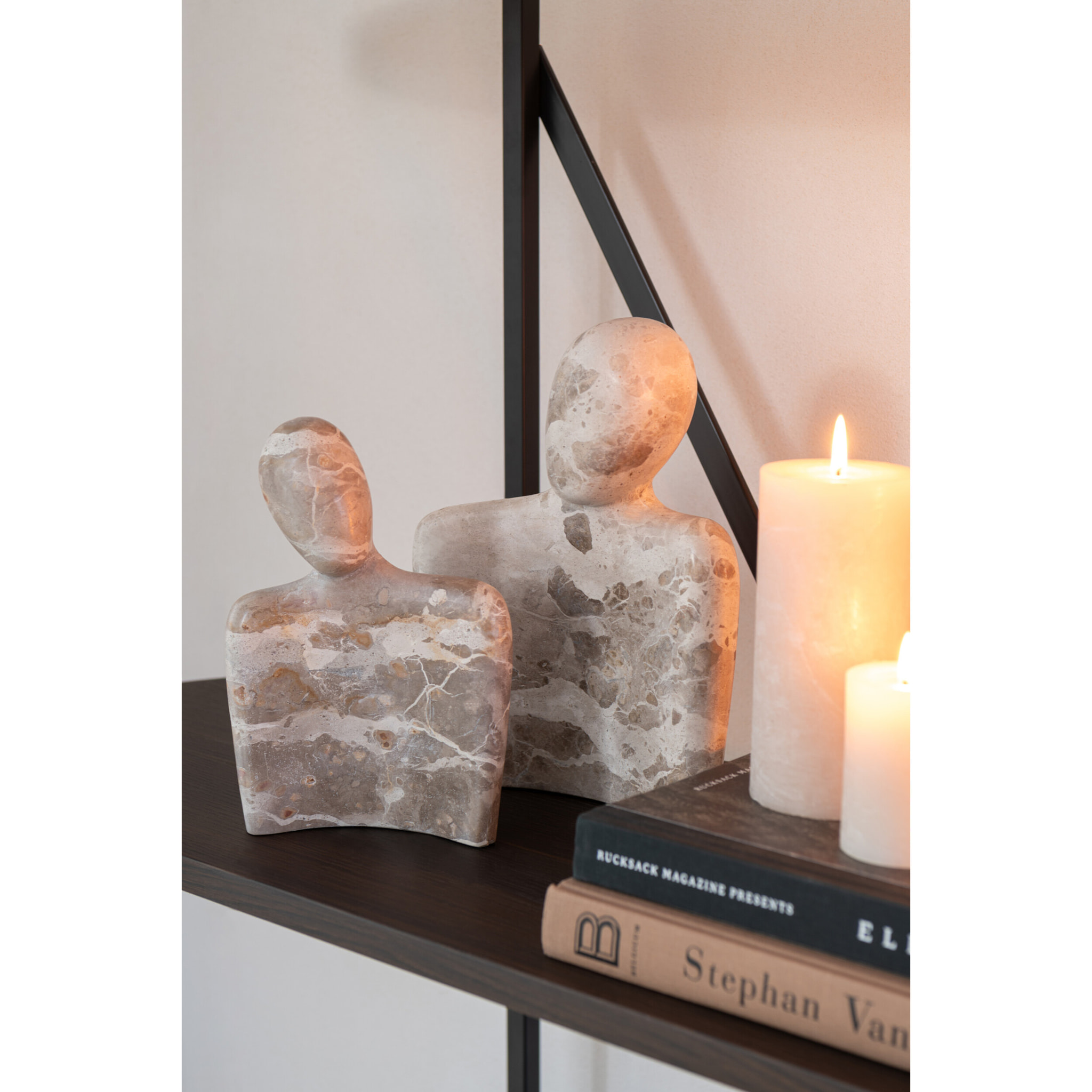 J-Line décoration couple câlin Marbre - pierre - beige