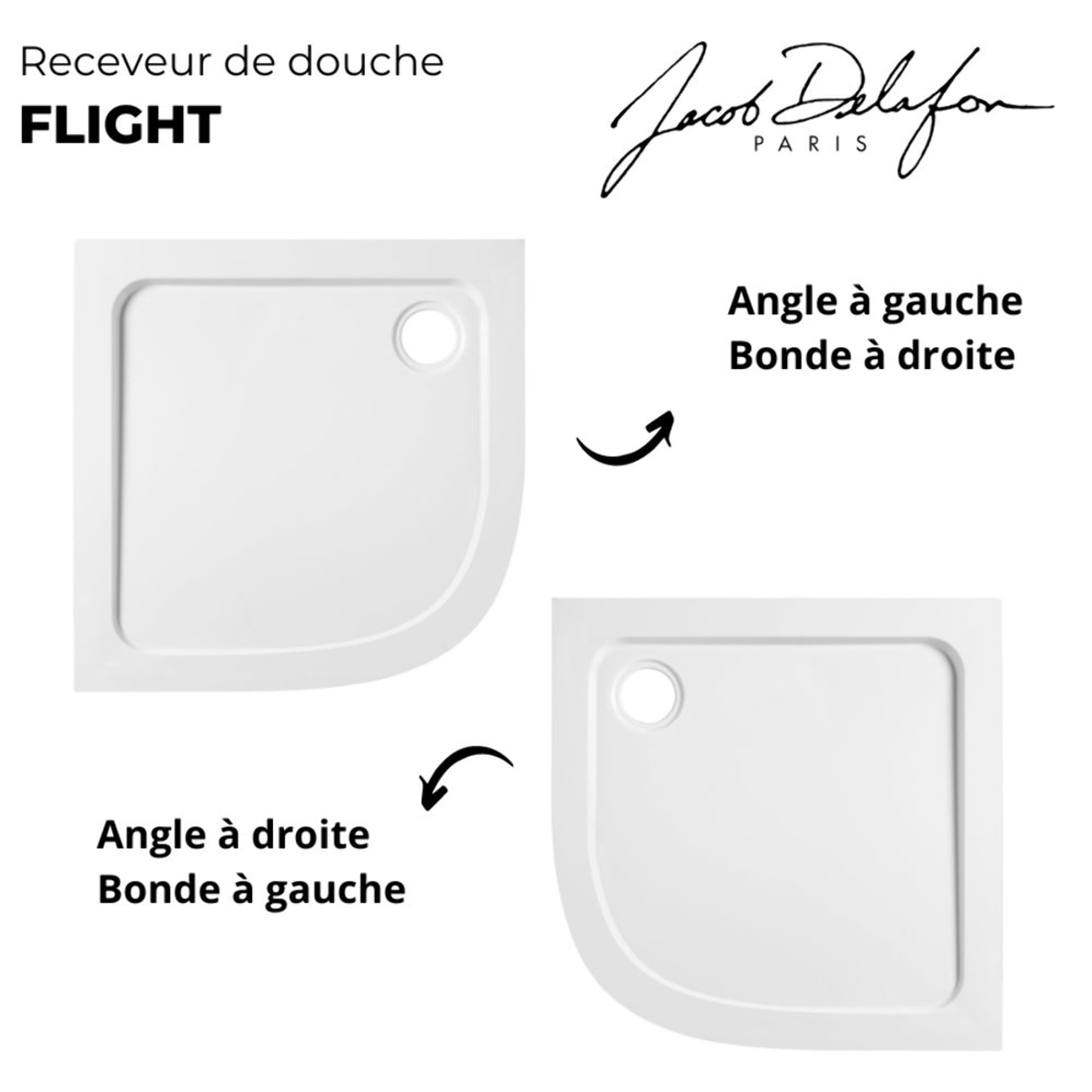 Receveur de douche antidérapant 100 x 80 Flight quart de rond angle à gauche