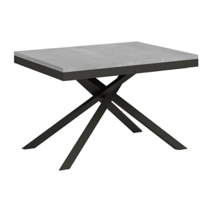 Table extensible 90x120/224 cm Karida Evolution gris béton cadre anthracite