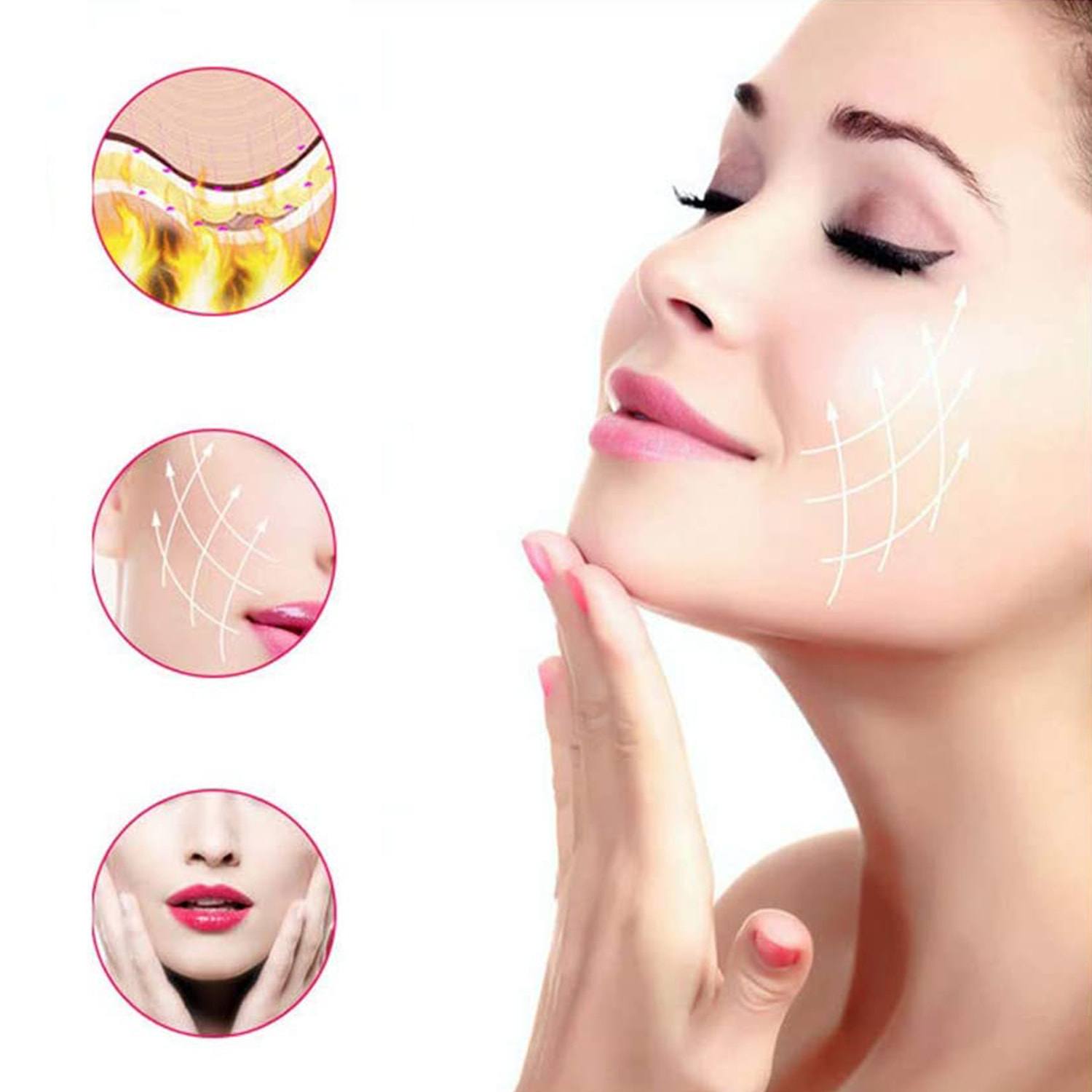 Dispositivo di elettrostimolazione facciale EMS 105D. Effetto rassodante, rimodellante, attenua i segni dell'età.